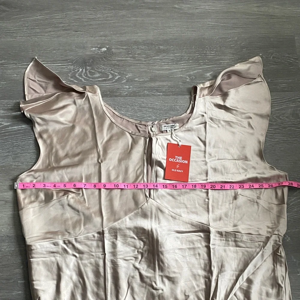 Old Navy The Occasion Champagne Satin Keyhole Ruffle Sleeve Maxi Dress, NWT_6